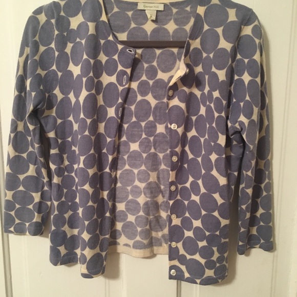 Garnet Hill XS Blue Spotted Wool Sweater - Picture 2 of 3